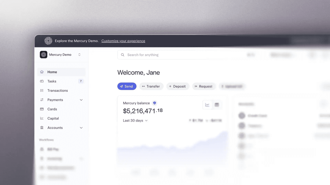 The Mercury demo dashboard